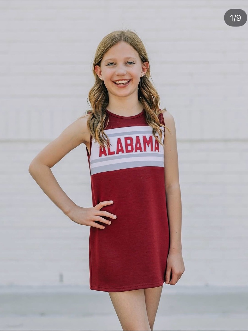 Scarlett Maroon Tank Dress with White Chest Stripe and ALABAMA Print - Picture 4 of 4
